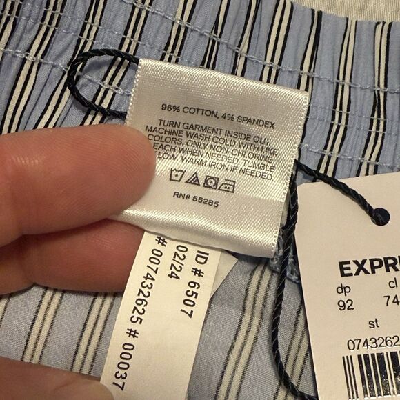 NWT Express Men’s Stretch Poplin Lounge Pants XL Blue Striped Cotton Sleepwear - Picture 8 of 8